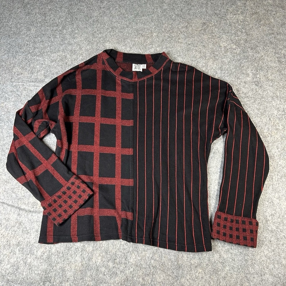 Paisley & Sage Anya Top Womens Small Mock Neck Red Plaid Artsy